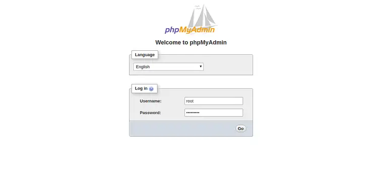 Connexion en tant qu'utilisateur root à phpMyAdmin