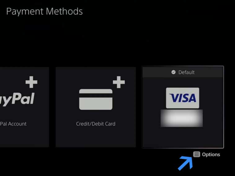 удалить кредитную карту с PS5