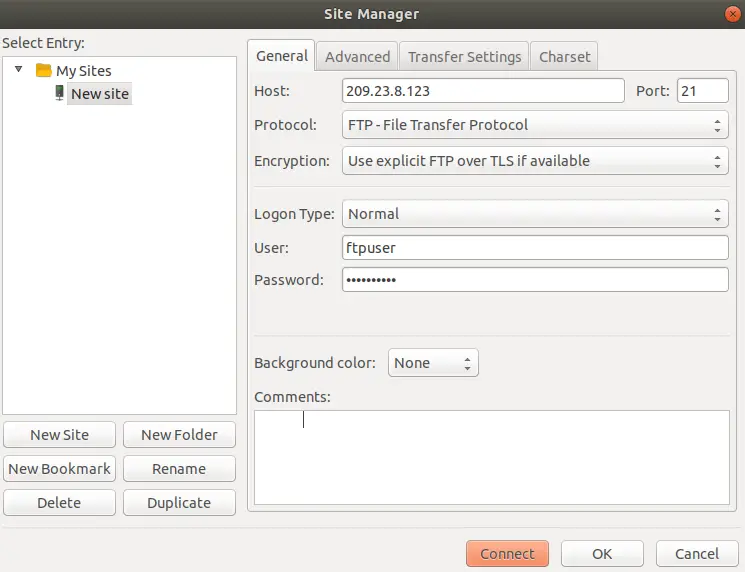 Impostazioni server FTP