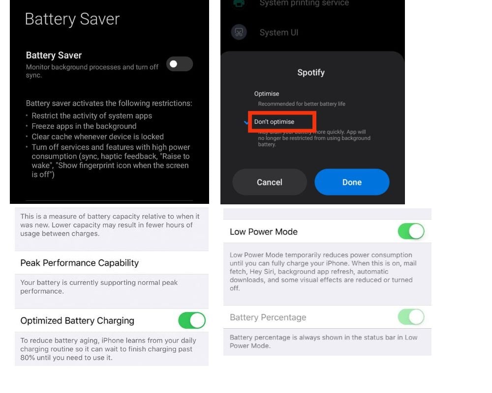  low power or battery saver mode off