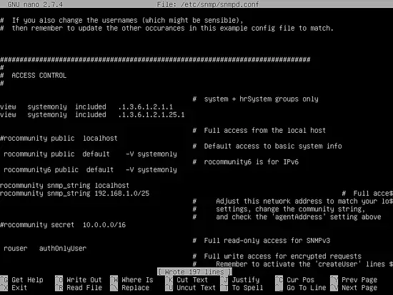 Imposta snmp_string