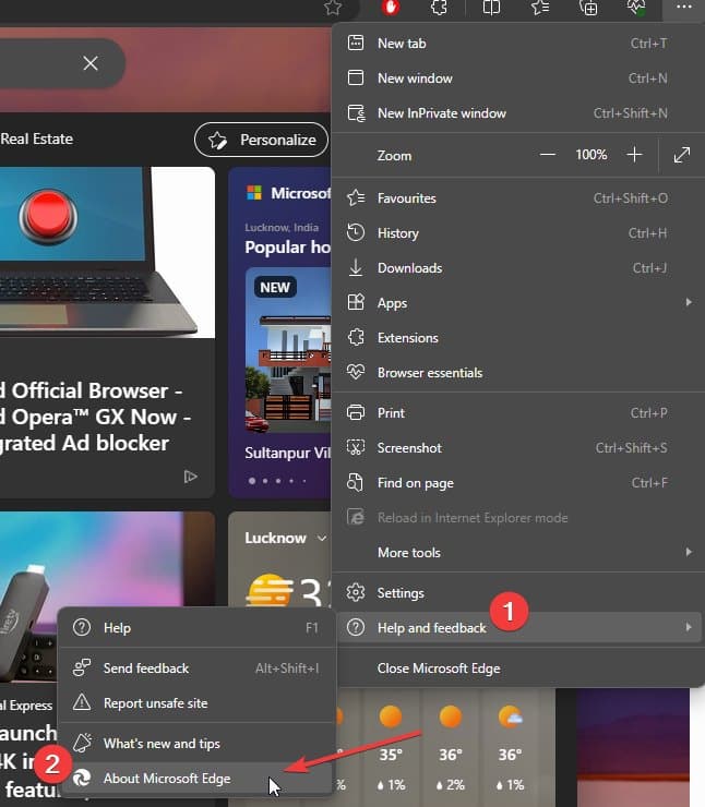 Aggiorna il browser Edge su PC Windows