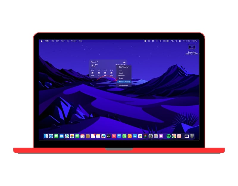 supprimer le widget de l'écran d'accueil mac