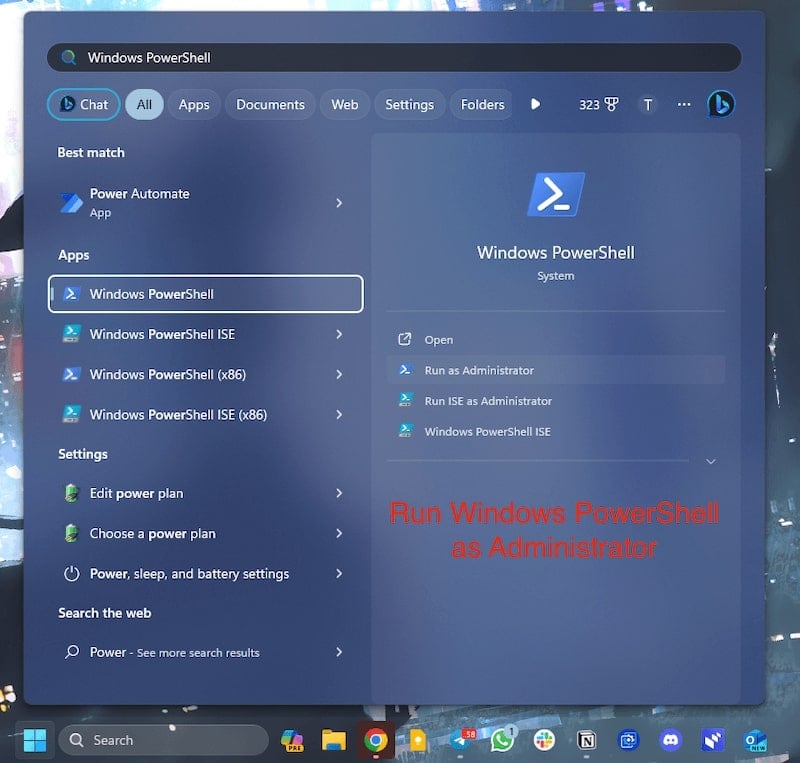 executar o windows power shell como administrador