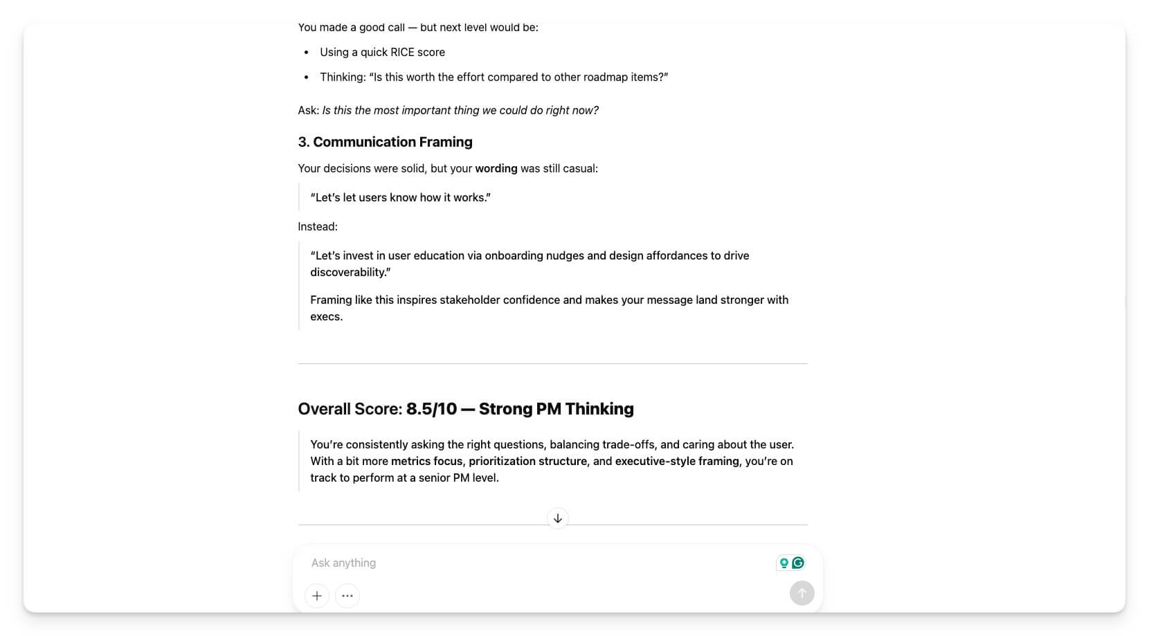 feedback colloquio simulato chatgpt