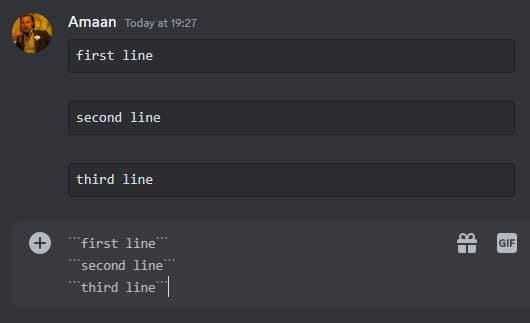 Texto de bloque de código múltiple en Discord