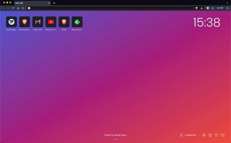anpassungsoption in brave-browser.