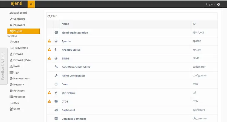 Plugins Ajenti
