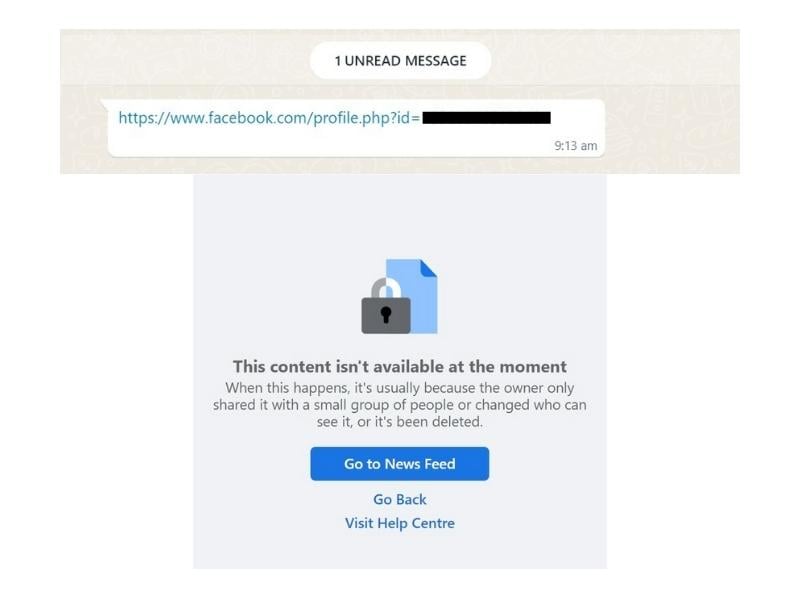 visualizando o perfil do bloqueador no facebook via link do perfil