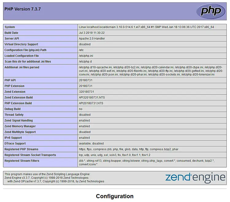 PHP 버전 정보