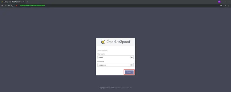 OpenLiteSpeed Admin-Login