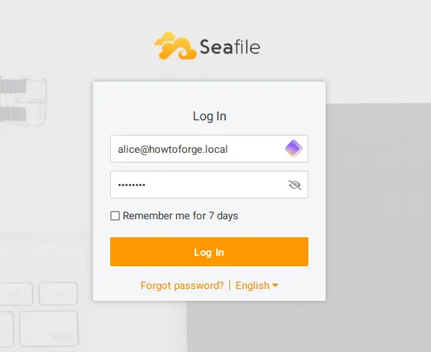 Seafileにログイン