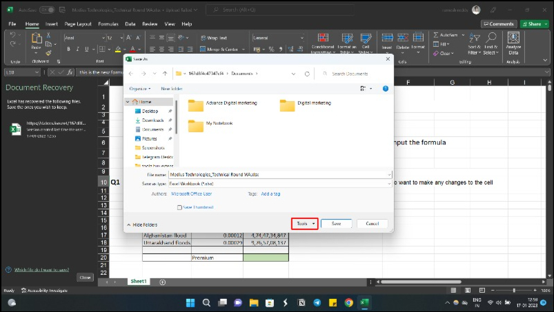 imagem mostrando opções de salvar arquivo do excel no windows