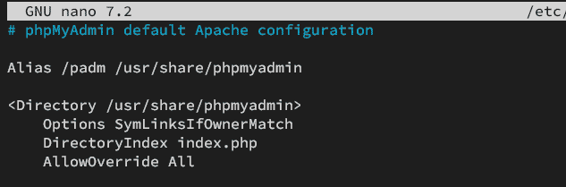 asegurar phpmyadmin