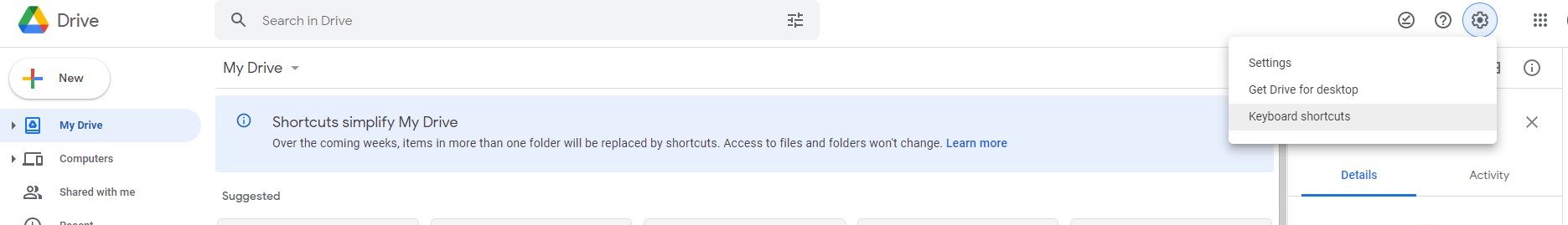 dicas e truques do google drive atalhos de teclado