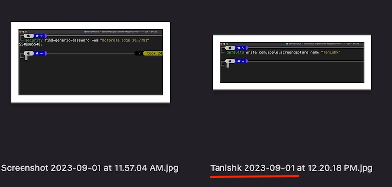 name des screenshots hat sich geändert