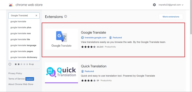 estensione google translate