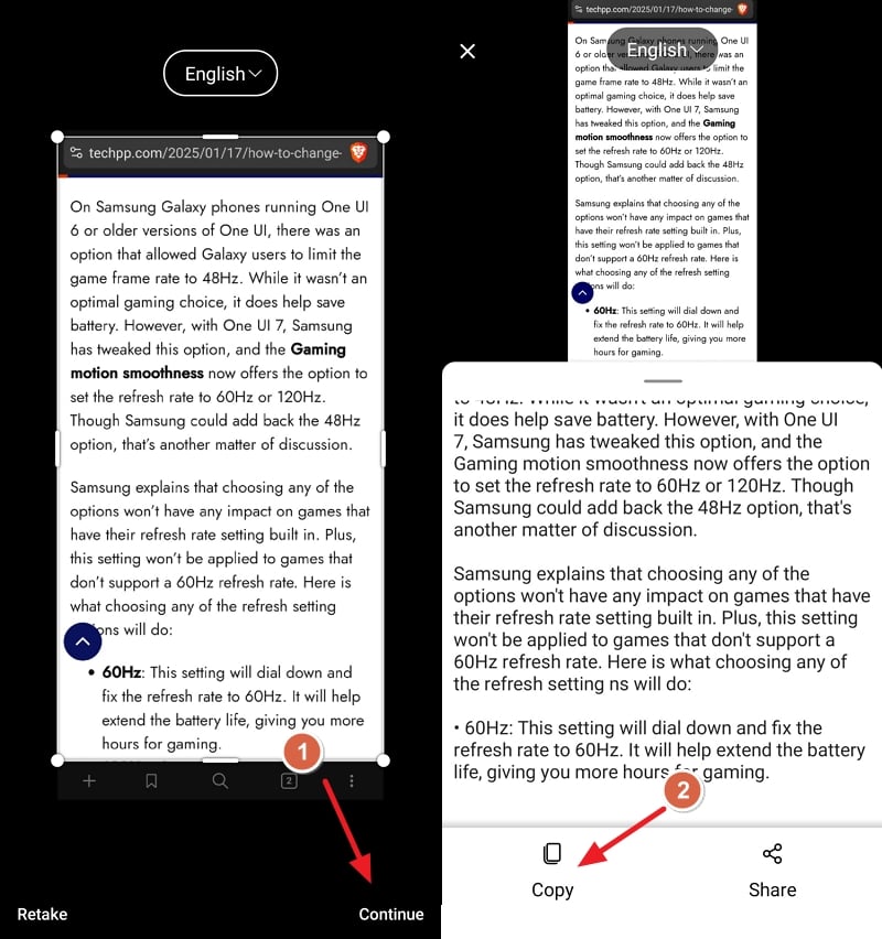 Text aus Microsoft Lens OCR kopieren