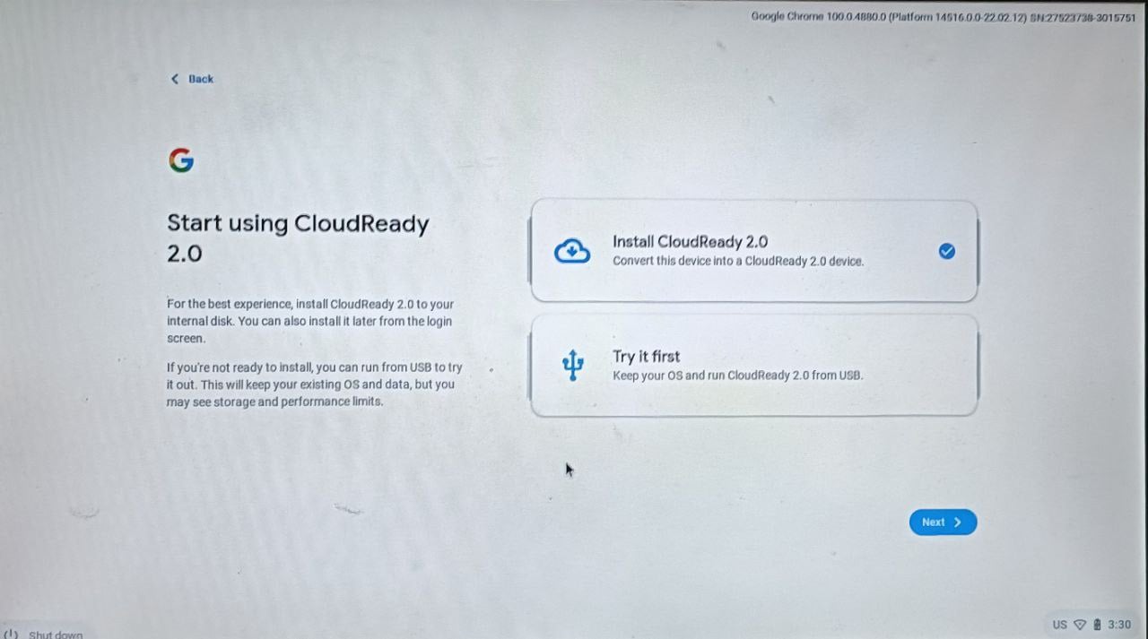Windowsのchrome os flexセットアップ