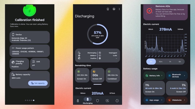toutes les fonctionnalités de battery guru