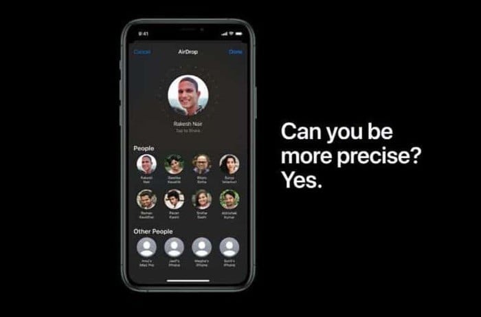 ultra wideband (uwb) apple airdrop