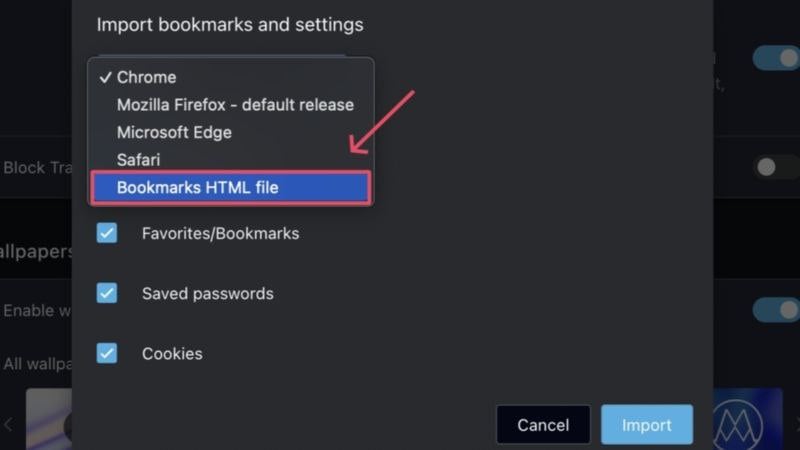 importar archivo html de marcadores a opera