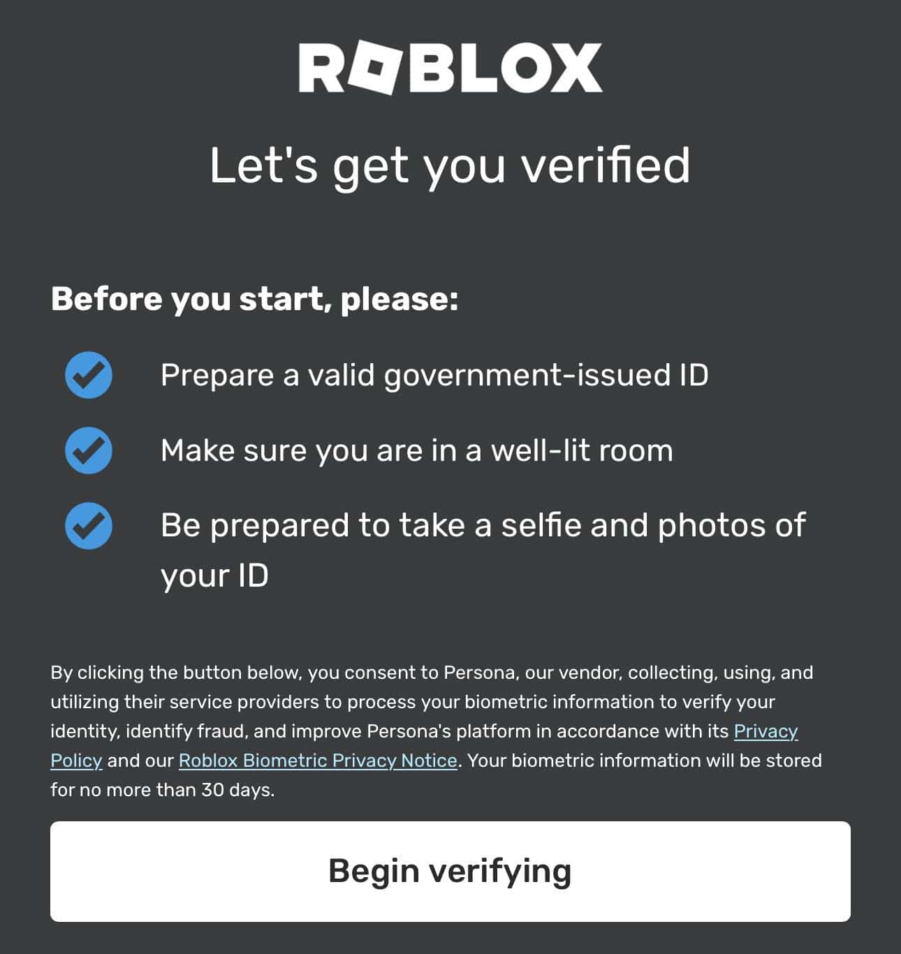 Verifica tu edad Roblox