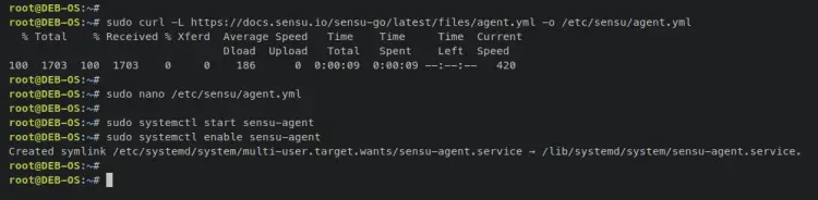 sensuエージェントを開始