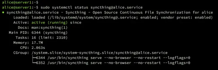 verificar syncthing
