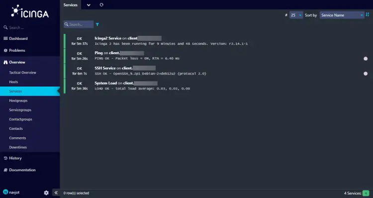 Icinga Client-Dienstdetails