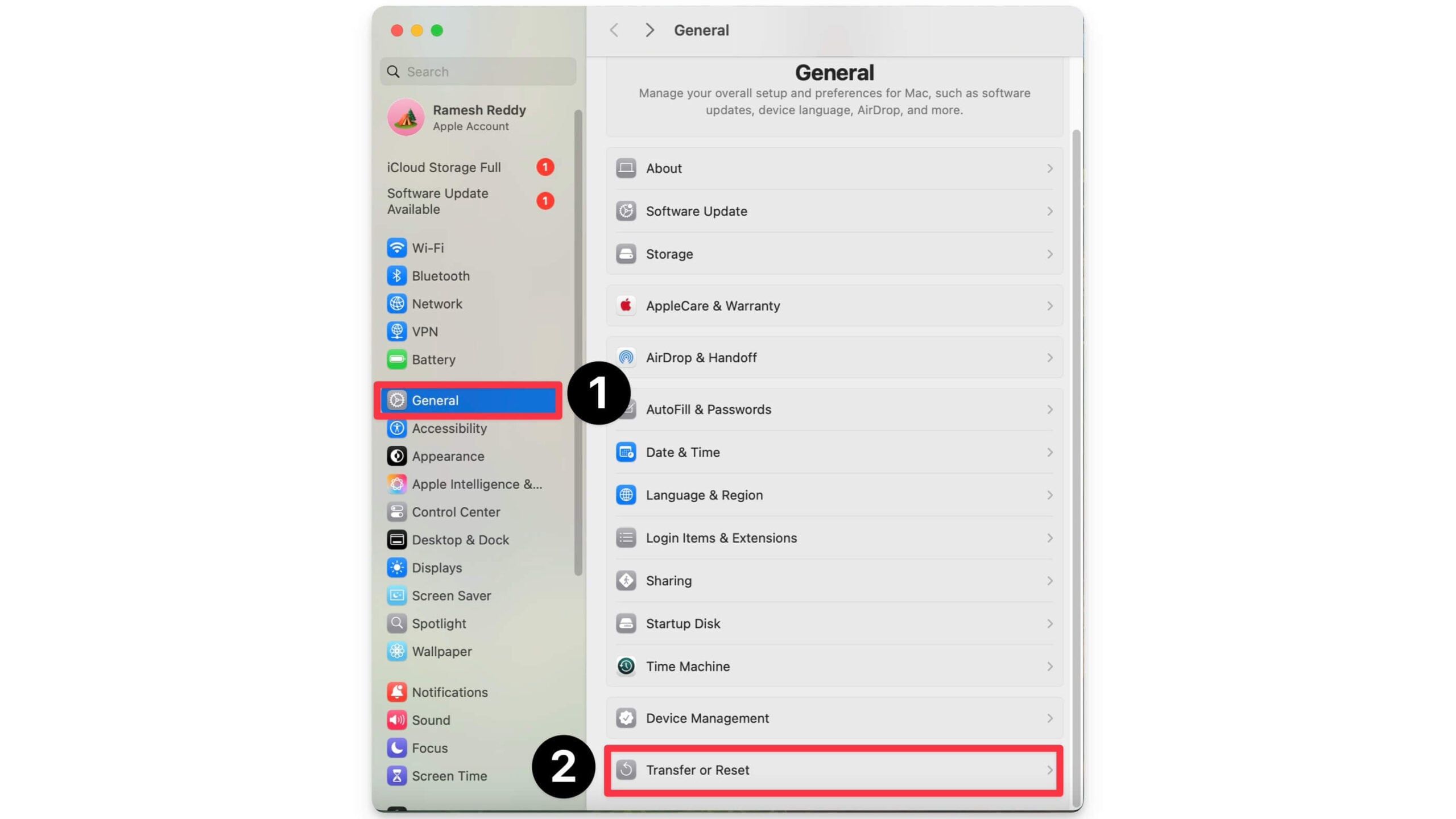 impostazioni di trasferimento e ripristino su mac