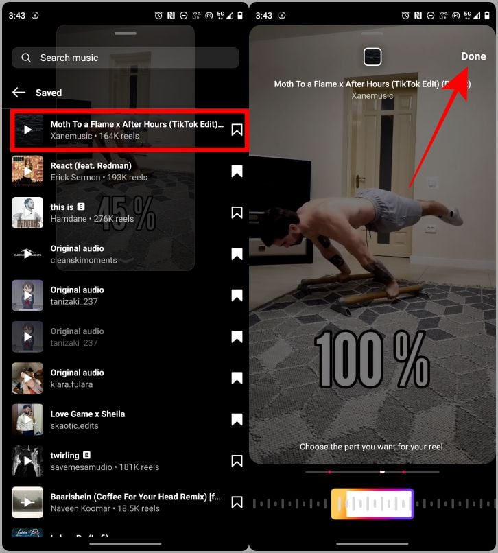 ajout de musique aux reels sur instagram étape 2