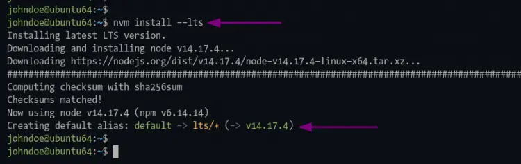 Nodejs mit NVM installieren