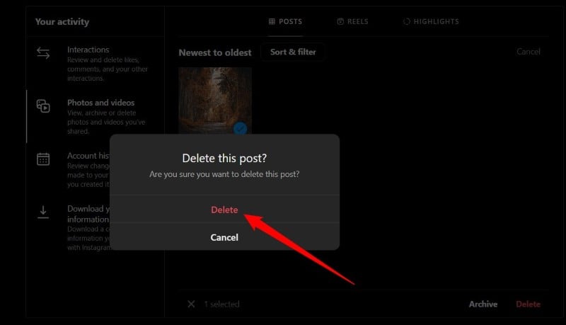 comment supprimer complètement tous vos posts instagram