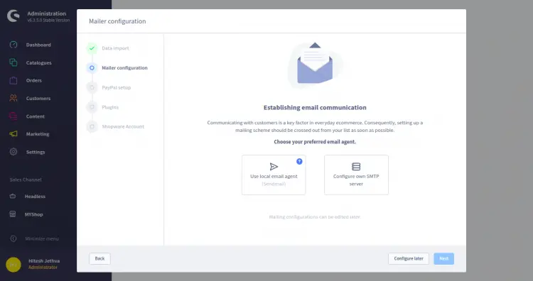 Configuração de e-mail
