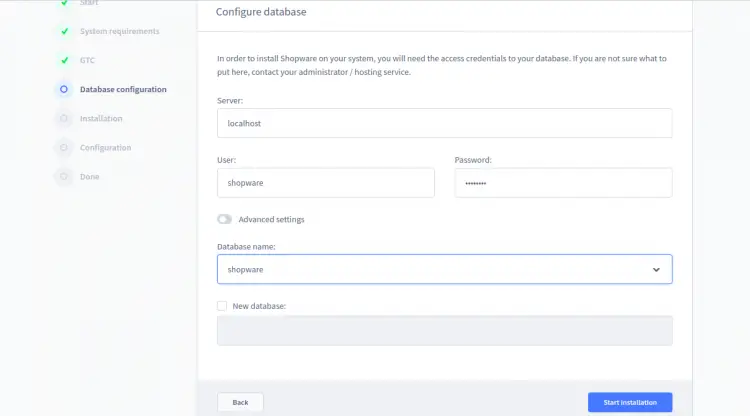 Configurar Banco de Dados do Shopware