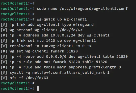 configurer le client wireguard