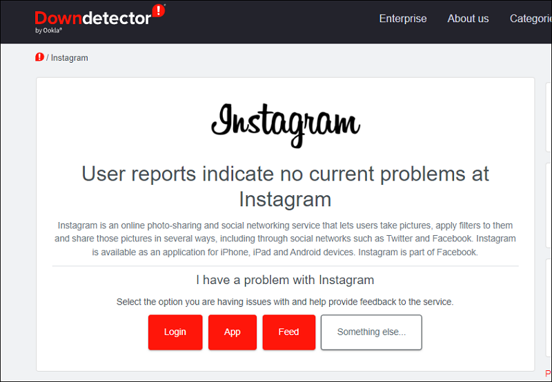 stato di instagram downdetector