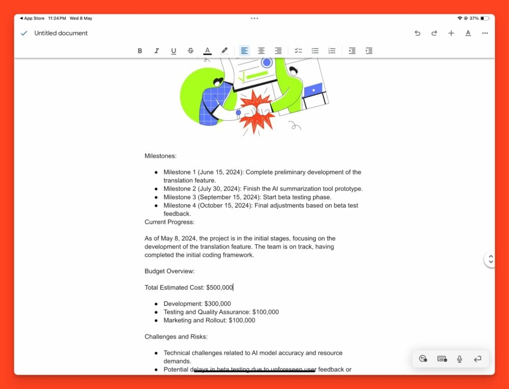 iPadのGoogle Docs