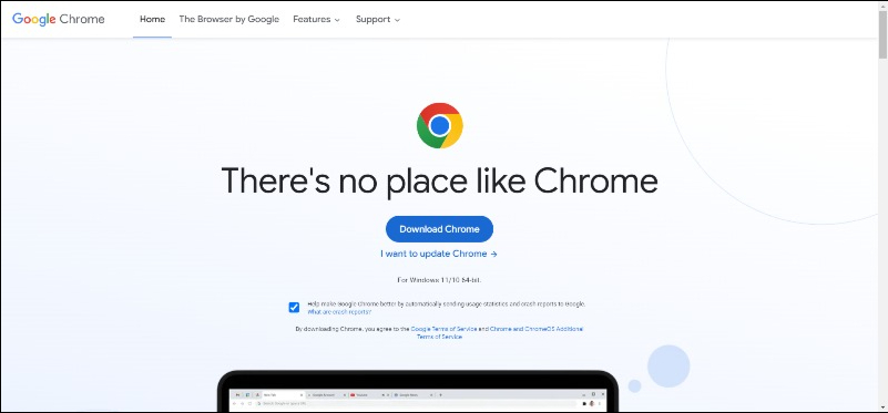 imagen mostrando página de instalación de google chrome