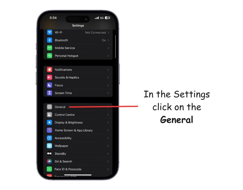 impostazioni generali su iphone