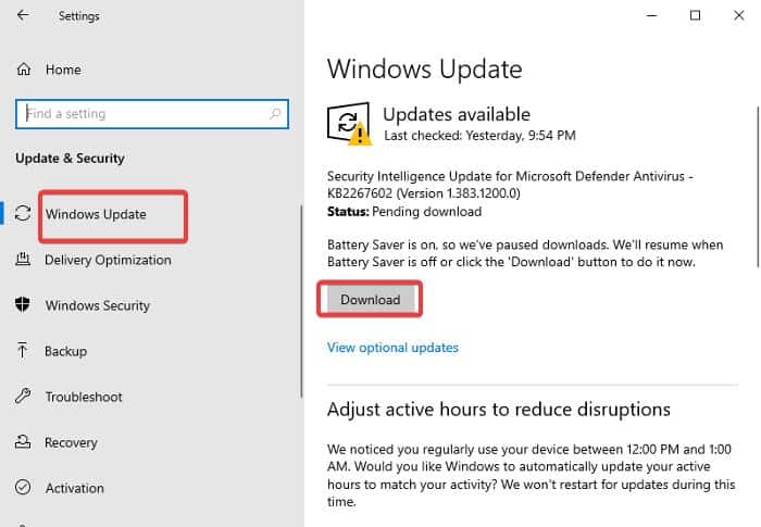 Windows 10の更新をダウンロード