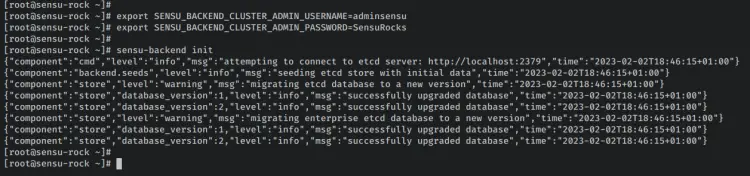 sensu backendを初期化