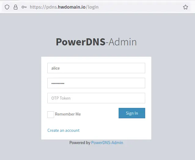 login administrador pdns