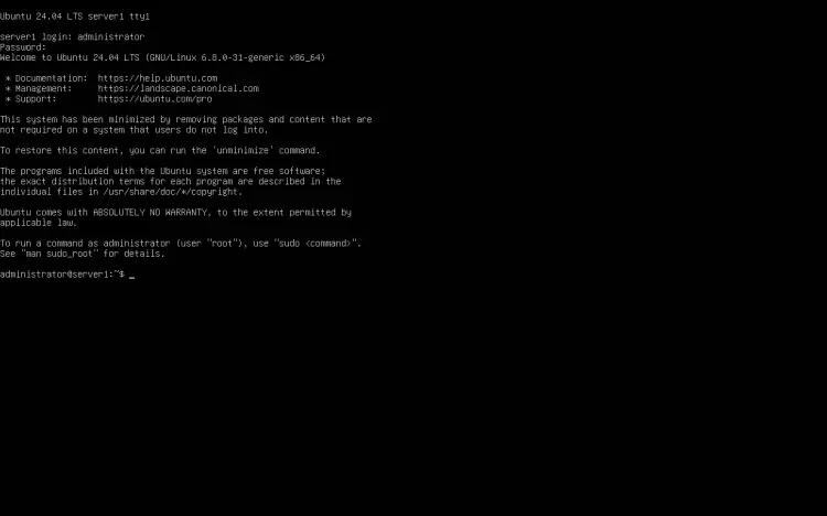 Erfolgreich installiert Ubuntu 24.04