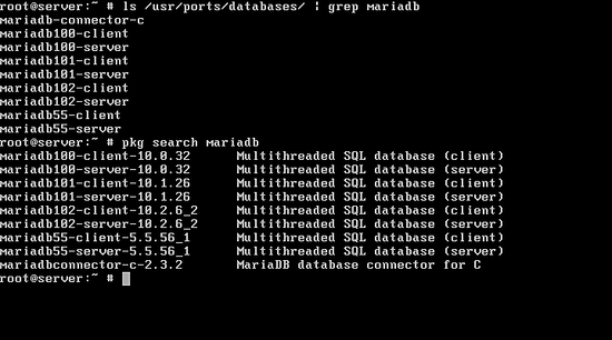 Versions de MariaDB disponibles pour FreeBSD 11