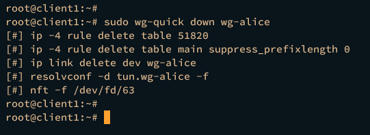 stop wireguard on client