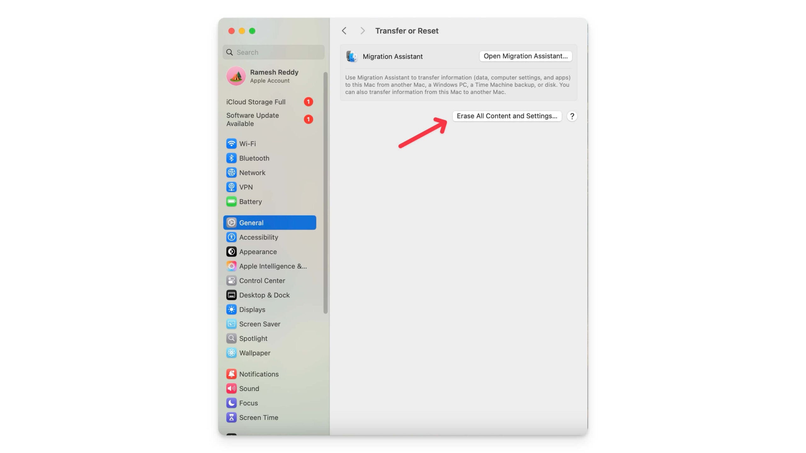 elimina tutti i contenuti e le impostazioni su mac