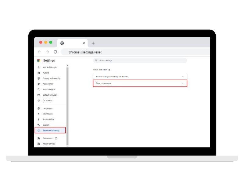 imagen mostrando la función de limpieza de google en windows 11