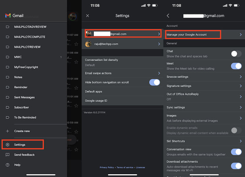supprimer gmail iphone